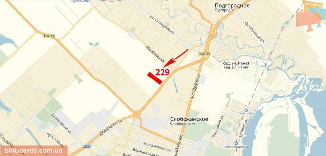 Билборд  в Днепр (Днепропетровск) Донецьке шосе, перед АЗС "Укртатнафта", р-н "Епіцентра", в'їзд до міста, 221+850, справа схема