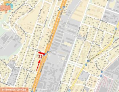 Билборд  в Днепр (Днепропетровск) ул. Рабочая, д. 62 - ул. Ньютона схема