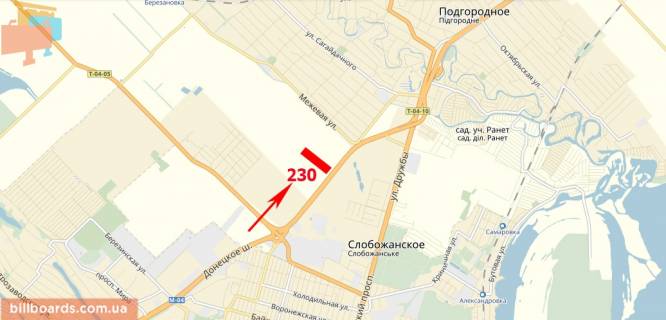 Билборд  в Днепр (Днепропетровск) Донецьке шосе, перед АЗС "Укртатнафта", р-н "Епіцентра", виїзд з міста, 221+850 схема
