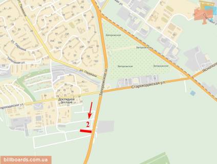Билборд  в Днепр (Днепропетровск) Запорізьке шосе, селище Дослідне схема
