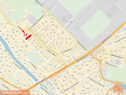 Билборд  в Днепр (Днепропетровск) пр-т Мира, 71-63, у остановки общественного транспорта схема