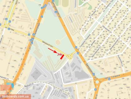 Билборд  в Днепр (Днепропетровск) Звездный бульвар - Жил. комплекс Зорянный, возле АТБ-маркета схема