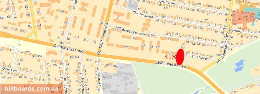 Билборд  в Павлограде вул. Дніпровська, СЕС схема