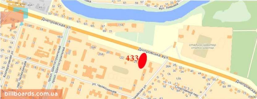 Билборд  в Павлограде вул. Можайська - вул. Дніпровська, б. № 24 (АЗС ТНК) схема