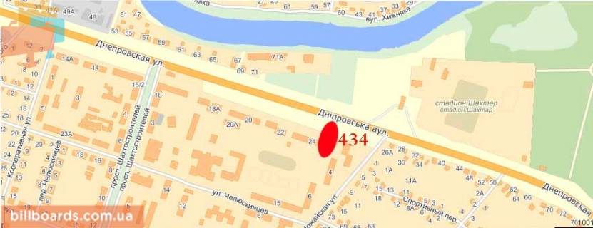 Билборд  в Павлограде вул. Можайська - вул. Дніпровська, б. № 24 (АЗС ТНК) схема