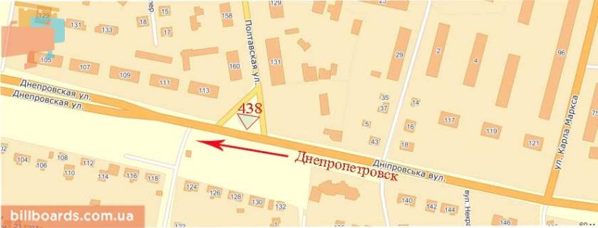 Билборд  в Павлограде вул. Дніпровська - вул. Полтавська (кільце) автостанція схема