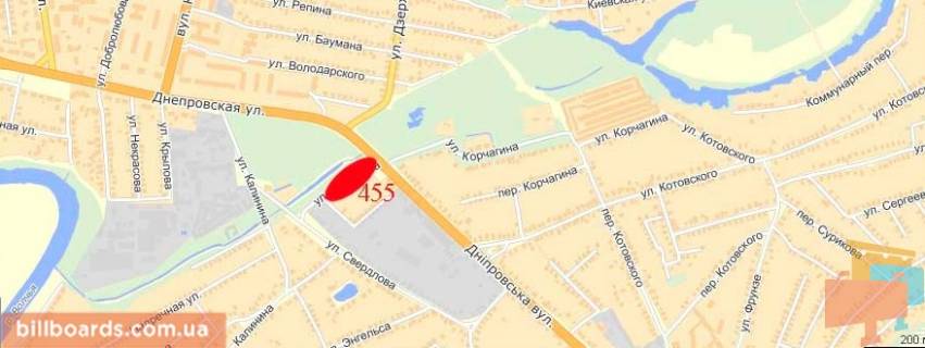 Билборд  в Павлограде вул. Дніпровська, 172 (автопарк) схема