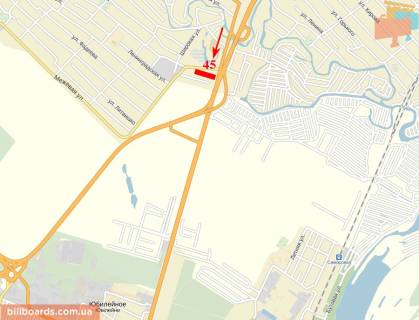 Билборд  в Днепр (Днепропетровск) Донецьке шосе, перед віадуком, АЗС "Лукойл" схема