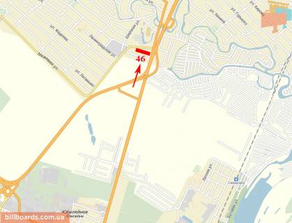 Билборд  в Днепр (Днепропетровск) Донецьке шосе, перед віадуком, АЗС "Лукойл" схема