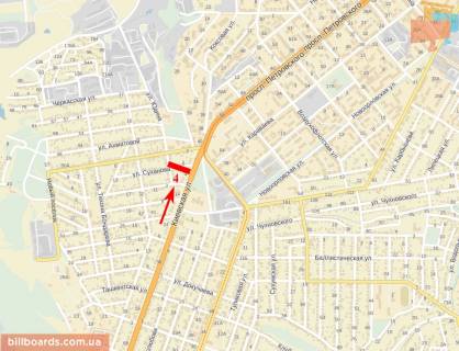 Билборд  в Самар (Новомосковск) вул. Сучкова, АЗС, кафе, навпроти буд. 66 схема