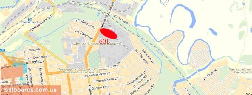 Билборд  в Павлограде вул. Харьківська - завод ХІММАШ схема