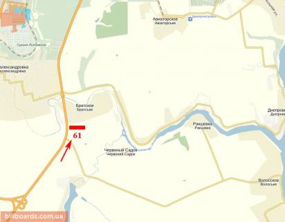 Билборд  в Днепр (Днепропетровск) Запорізьке шосе, АЗС Нефтек, поворот до с. Волоське, до м. Дніпро схема