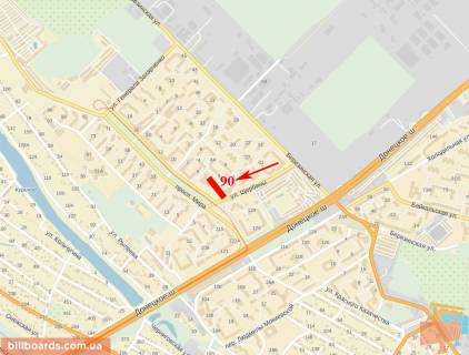 Билборд  в Днепр (Днепропетровск) пр-т Мира - ул. Щербины, на повороте с ул. Щербина на пр-т Мира схема