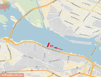 Билборд  в Днепр (Днепропетровск) Набережная Заводская, напротив СТАНа 550 (из центра) схема