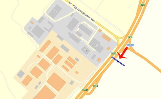 Билборд B в Бровары, 3х6  Бровари Окружна/поворот на Требухів (В) - на Київ,Бориспіль схема
