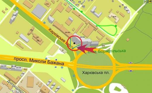 Билборд A в Киеве Харьківська пл./Харьківське шосе/ст метро Бориспільска (А) схема