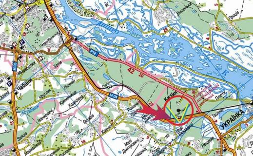 Билборд B на трассах Киевской области, 3х6  Новообухівська траса/с.Безрадичі (В) на Обухів схема