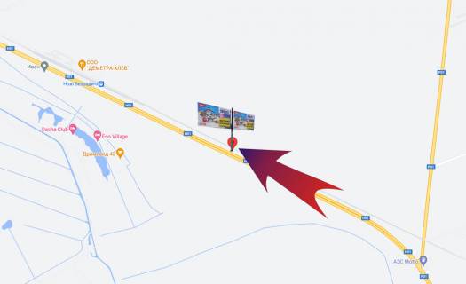 Билборд A на трассах Киевской области, 3х6  Новообухівська траса/в напрямку до Києва, 2км від повороту на Кончу-Заспу(А)-правий схема