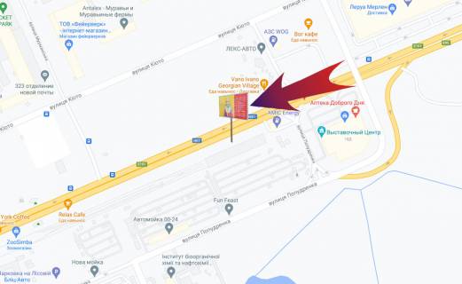 Билборд B в Киеве, 3х6  Броварський пр-т,ст метро "Лісова", ринок "Даринок" (В) в*їзд в Київ схема