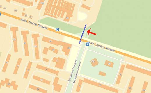Билборд A в Тернополе, 3х6  просп.Степана Бандери (А) - правий схема