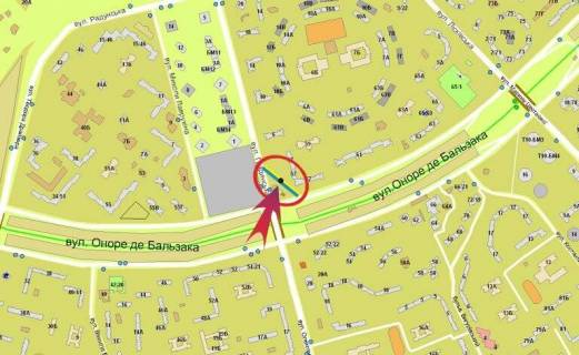 Білборд, Бігборд (Борд)  A у Києві, 3х6  О. Бальзака 57 / Градинська (А) схема