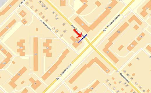 Билборд A в Бровары, 3х6  Бровари бульвар Незалежності,13/вул.Чорних Запорожців (колишня вул.Короленко)/ВТБ банк,Космо (А) схема