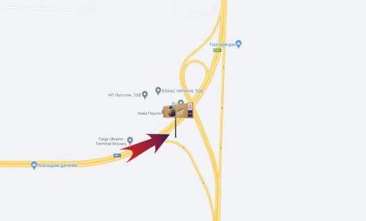 Билборд A в Бровары, 3х6  Бровари Окружна (А) правий - на Бориспіль,Чернігів схема