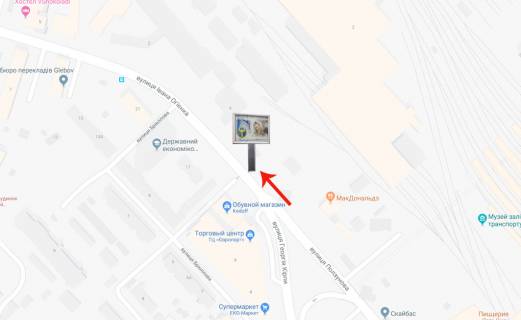 Скроллер A в Киеве, 2.3х3.14  вул.Огієнка,10 (Лукашевича)/трц "Європорт"-на Воздухофлотський пр-т (А3) СКРОЛЕР - 181995 схема