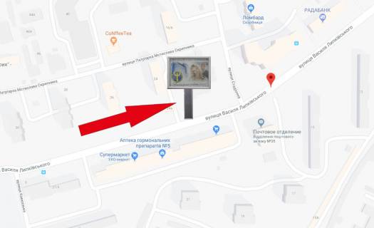 Скролер B у Києві, 2.3х3.14  вул.Ліпківського Василя метрополітену 24 / Білла / на площу П Кривоноса (В) СКРОЛЕР - 64817 схема
