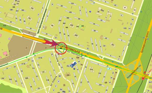 Билборд A в Киеве Миропольская,19/рынок "Юность (А) схема