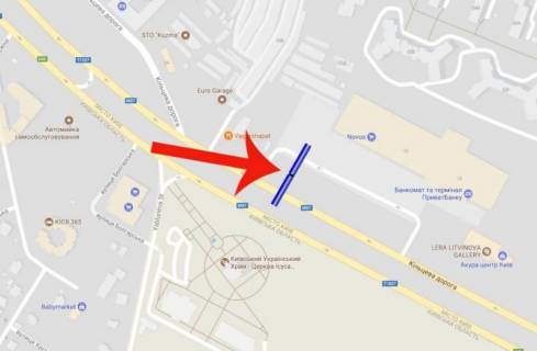 Билборд B в Киеве Окружная 12/ Лерой Мерлин,супермаркет Новус (В) левый (напр.к Одесской пл) схема