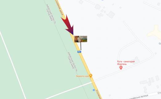 Билборд B в Киеве, 3х6  Конча Заспа/перший від поворота на санаторій "Жовтень" (В) з Києва схема