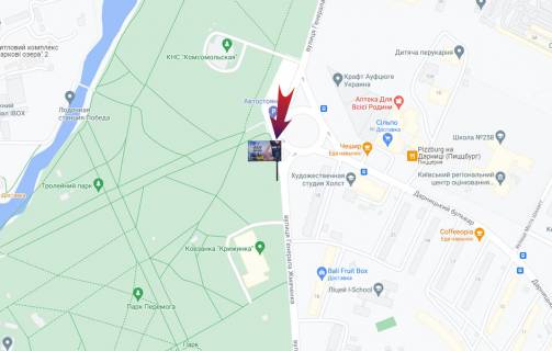 Билборд A в Киеве, 3х6  вул. Романа Мстиславича(вул.Жмаченка)/парк Перемоги (А) на Броварський пр-т схема