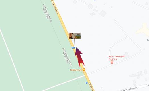 Билборд A в Киеве, 3х6  Конча Заспа (А) - пов на санаторій "Жовтень" (перший від поворота) на Київ схема