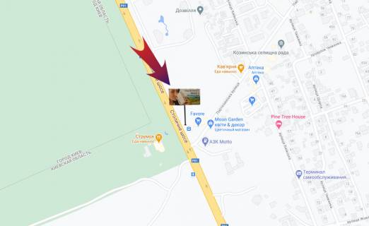 Билборд B в Козине, 3х6  Конча-Заспа /поворот на "Козин" (В) з Києва схема