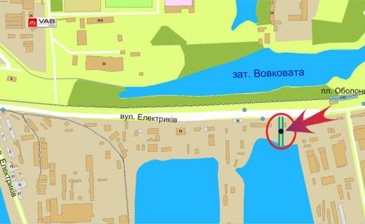 Billboard B in Kyiv, 3х6  Elektrikiv 26/a (V) scheme
