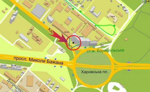 Билборд B в Киеве Харьківська пл./Харьківське шосе/ст метро Бориспільска (В) схема