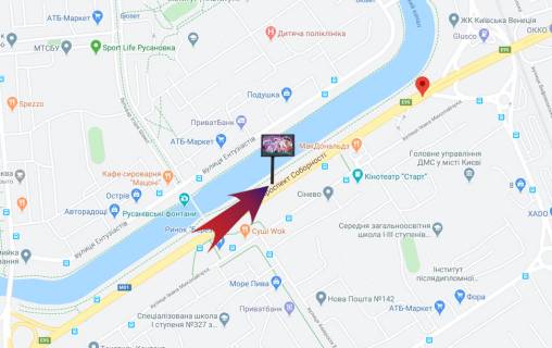 Скроллер B в Киеве, 2.3х3.14  просп. Соборності (Возз’єднання)/ринок Березняки,МакДональдс-на Дарницьку пл (В) СКРОЛЕР - 182131 схема