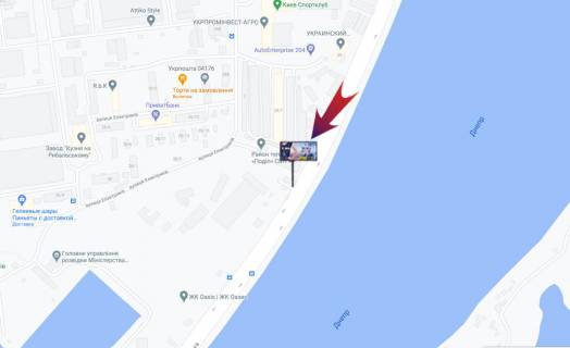 Призма A в Киеве, 3х6  Набережно-Рибальська-перед Гаванським мостом в центр (А1) призма - 385075 схема