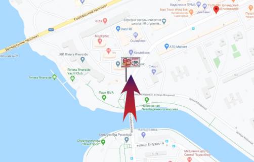 Билборд B в Киеве, 3х6  вул.Р.Окіпної,16/на ст.м.Лівобережна (В) схема