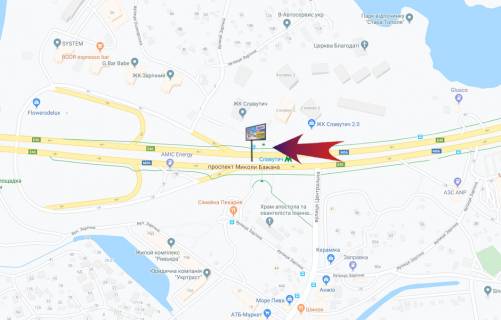 Скроллер Р/П в Киеве, 3х6  Бажана пр./поворот на ст.м Славутич (А1) на Південний міст (розподілювач) - 246019 схема