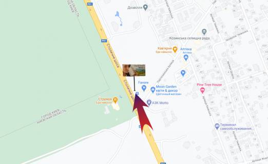Билборд A в Козине, 3х6  Конча Заспа /поворот на "Козин" (А) в Київ схема