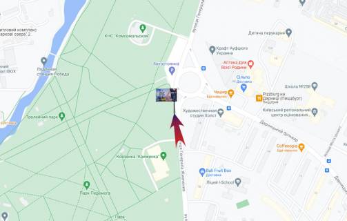 Billboard B in Kyiv, 3х6  st.Zmacenka/park Peremogi (V) na st.Bratislavs'ka, rinok "Unist'" scheme