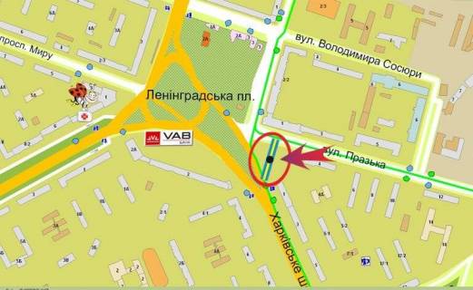 Билборд B в Киеве, 3х6  Дарницька площа (Ленінградська пл.) / ул.Пражская (В) схема