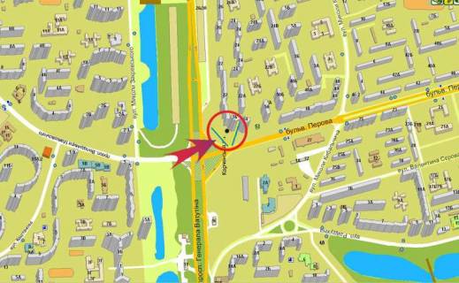 Билборд B в Киеве б-р Перова, 56 (В) схема