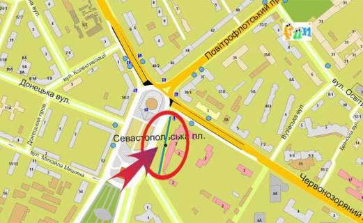 Билборд A в Киеве Севастопольская пл/Макдональдс (А2) правый схема