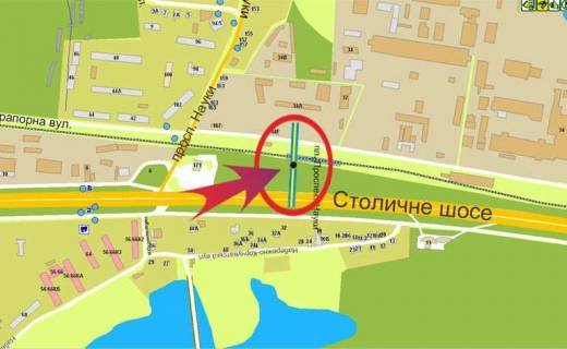 Білборд, Бігборд (Борд)  B у Києві Столичное ш/250м.после поворота на пр-т Науки (В) левый схема