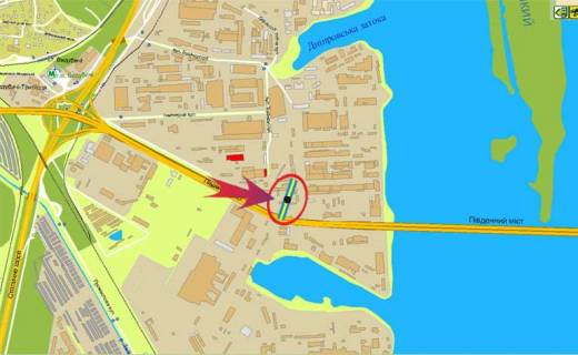 Билборд B в Киеве, 3х6  Промислова-Південний міст 9/2 (розподілювач) на Видубичі,Саперно-Слобідська,Деміївську пл схема