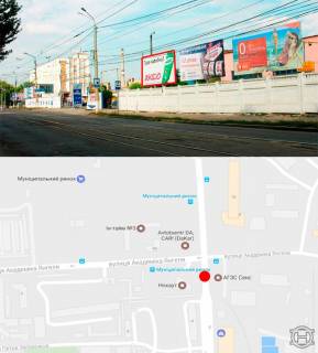 Білборд, Бігборд (Борд)  A у Вінниці, 3х6  ул.Батожская (муніціп.ринок, ун-т "Україна") Фото 1