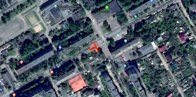 Билборд A в Виннице, 6х3  вул. Академіка Янгеля (колишня Фрунзе) - вул. Варшавська (колишня Ширшова) схема